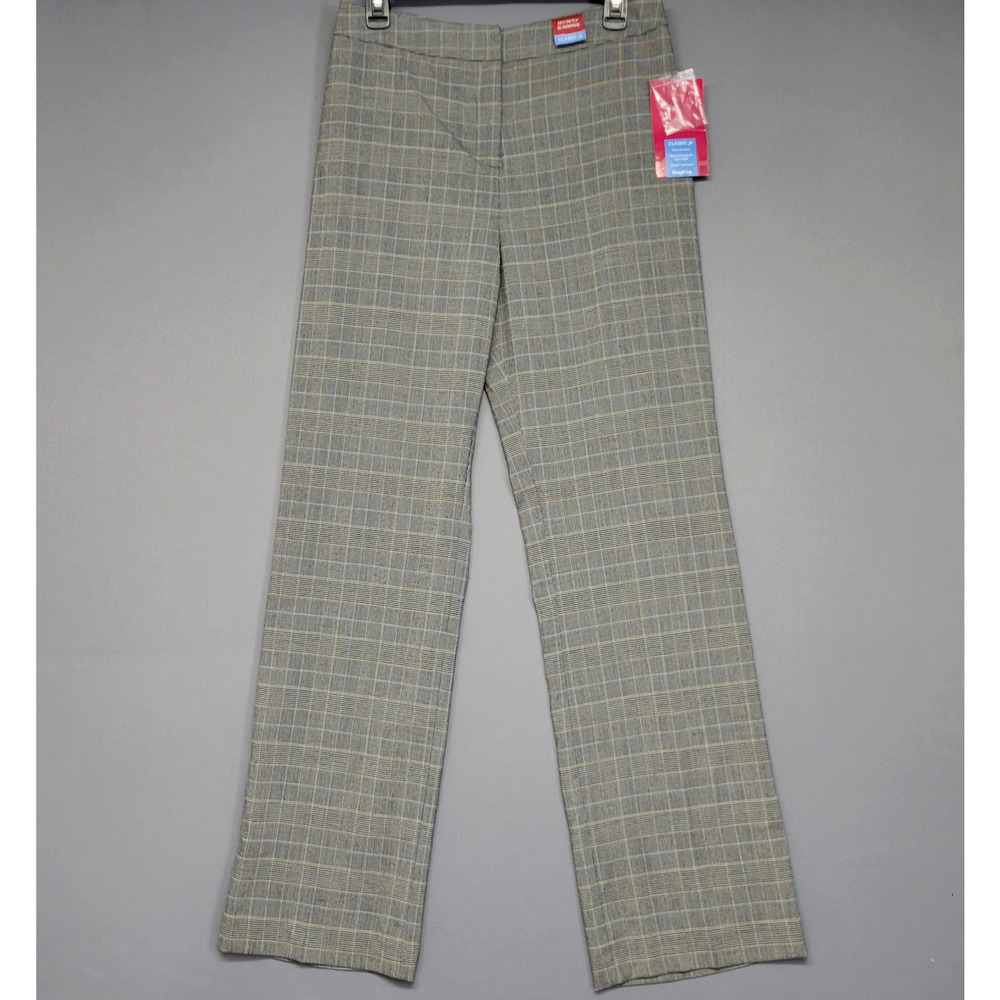 212 Collection Pants Womens 6 Gray Classic Straight Leg Plaid Secretly Slimming